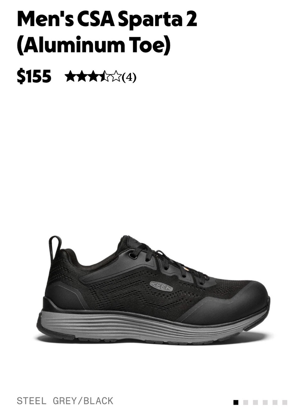 Keen Men's Sparta 2 Slip-On Work Sneaker - Black/Steel Grey